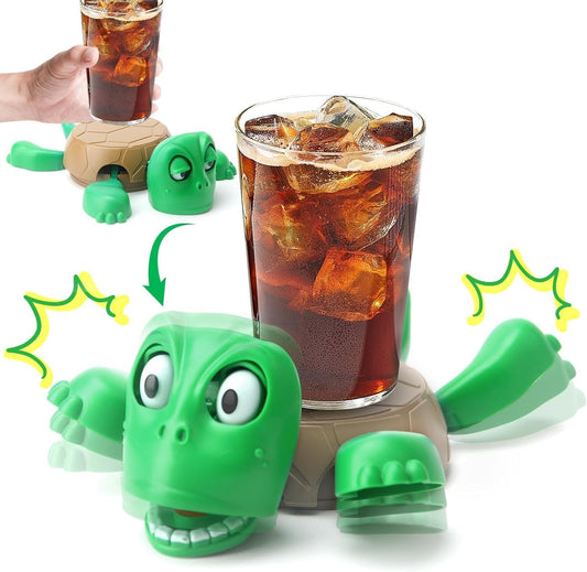 Turtini: Funny Turtle Cup Holder & Coaster, Popping Drink Tortoise Coaster for Table, Desk & Bar Decor