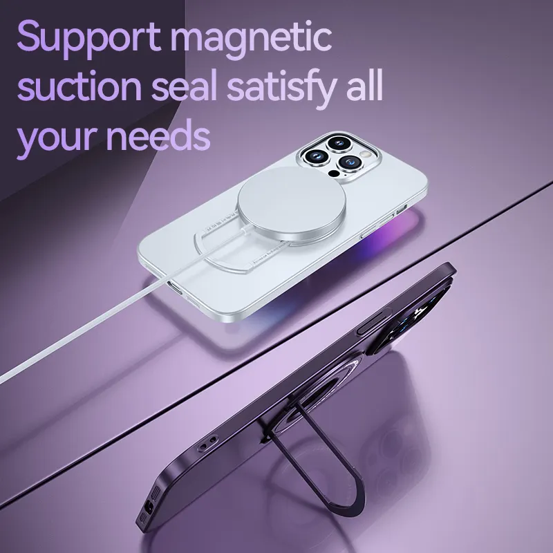 iPhone 14 MagSafe Charging Luxury Back Cover With Invisible Kickstand