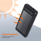 Beamie: 10,000mAh Solar Power Bank with Fast Charging, 4 Built-in Cables, 4 USB Outputs, LED Flashlight & Dual Input for Outdoor Travel & Emergency Use