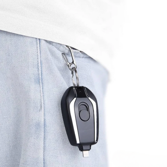 Klyp: 1500mAh Keychain Power Bank(1500mAh) Compact Emergency Charger with Built-In Connector for iPhone & Type-C Devices, Pocket-Friendly & Rechargeable