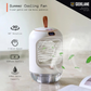 CoolMate: Premium Quality Portable Cooling Fan & Humidifier, 3 Speeds, 280ml Mist, Night Light, 90° Rotation, USB Rechargeable (3600mAh) for Personal Cooling.