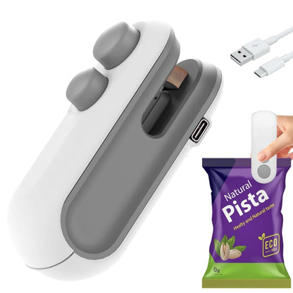 Sealy: 2-in-1  Mini Bag Sealer & Cutter, USB-C Rechargeable Portable Handheld Food Storage Sealing Machine for Snacks, Chips & Plastic Packets