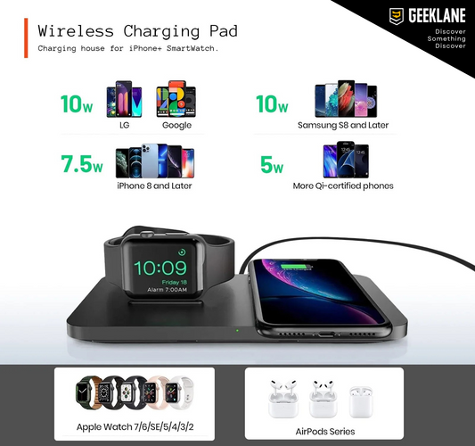 Dockit: 2-in-1 Wireless Charging Pad for iPhone & Apple Watch – Nightstand Mode & Qi Compatibility with Fast Charging in a Sleek Minimal Design