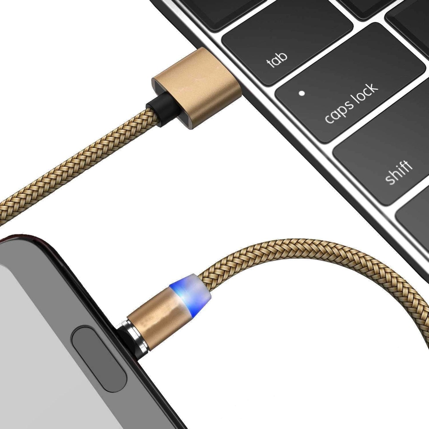 Travo: 3-in-1 Magnetic Fast Charging Cable with Status Light, 360° Swivel Head, Type-C, Micro USB & lightning Connectors
