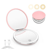 PocketGlow: LED Pocket Compact Mirror with 1X/3X Magnification, USB Rechargeable Mini Makeup Mirror for Purse, Travel & Daily Use
