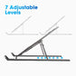 Standee: Foldable Aluminium Laptop Stand with 7-Angle Adjustment, Anti-Slip Riser with Velvet Pouch for 9"–15.6" Devices, MacBooks, Dell, HP & Office Use