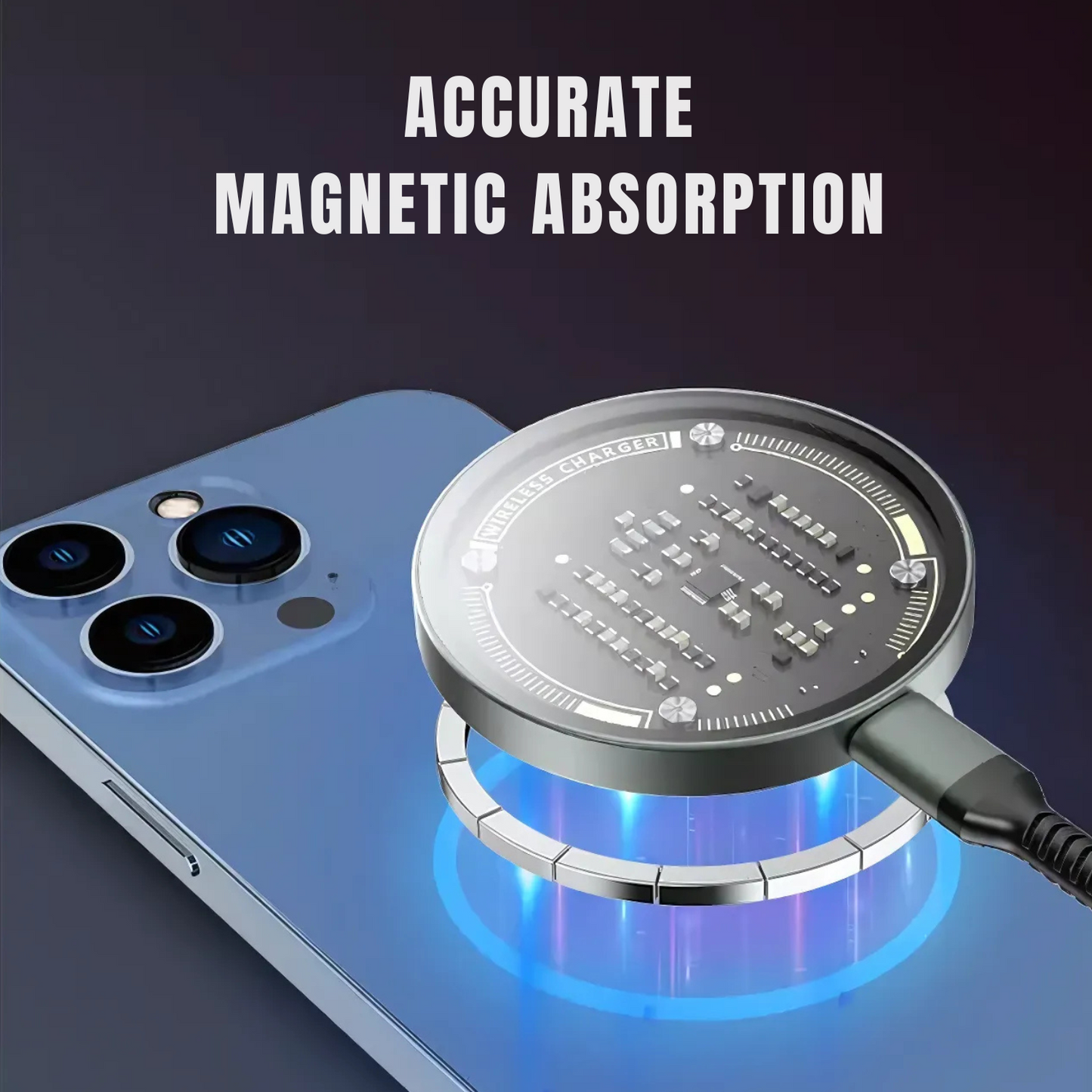 SlimQi: Super Slim Wireless Charging Pad Fast Qi Wireless Charger with Super Strong Magnets, Tempered Glass & Futuristic Design