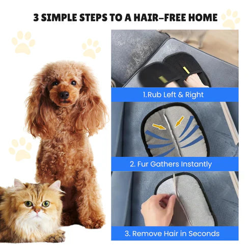 FurFree: Pack of 2 Reusable Electrostatic Pet Hair Removal Glove for Furniture, Carpets, Clothing & Car Seats