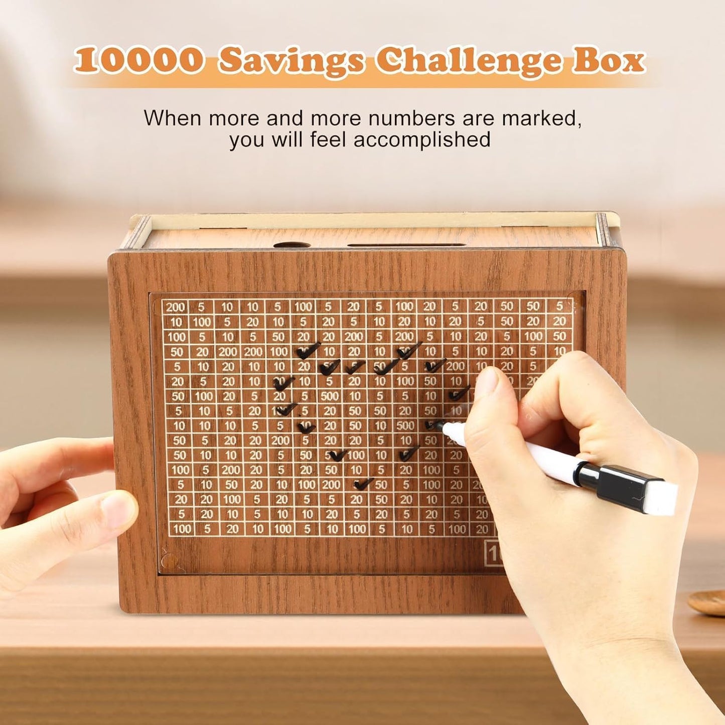 DreamBank: Wooden Savings Bank with Visual Tracker – Daily Motivation Piggy Bank for Goal Saving, Habit Building & Gifting