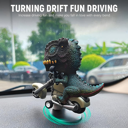 DynoDrift: Dashboard Drift Dinosaur Motorcycle Toy, Creative Car Decor for Car Interior, Enthusiasts & Collectible Gifting