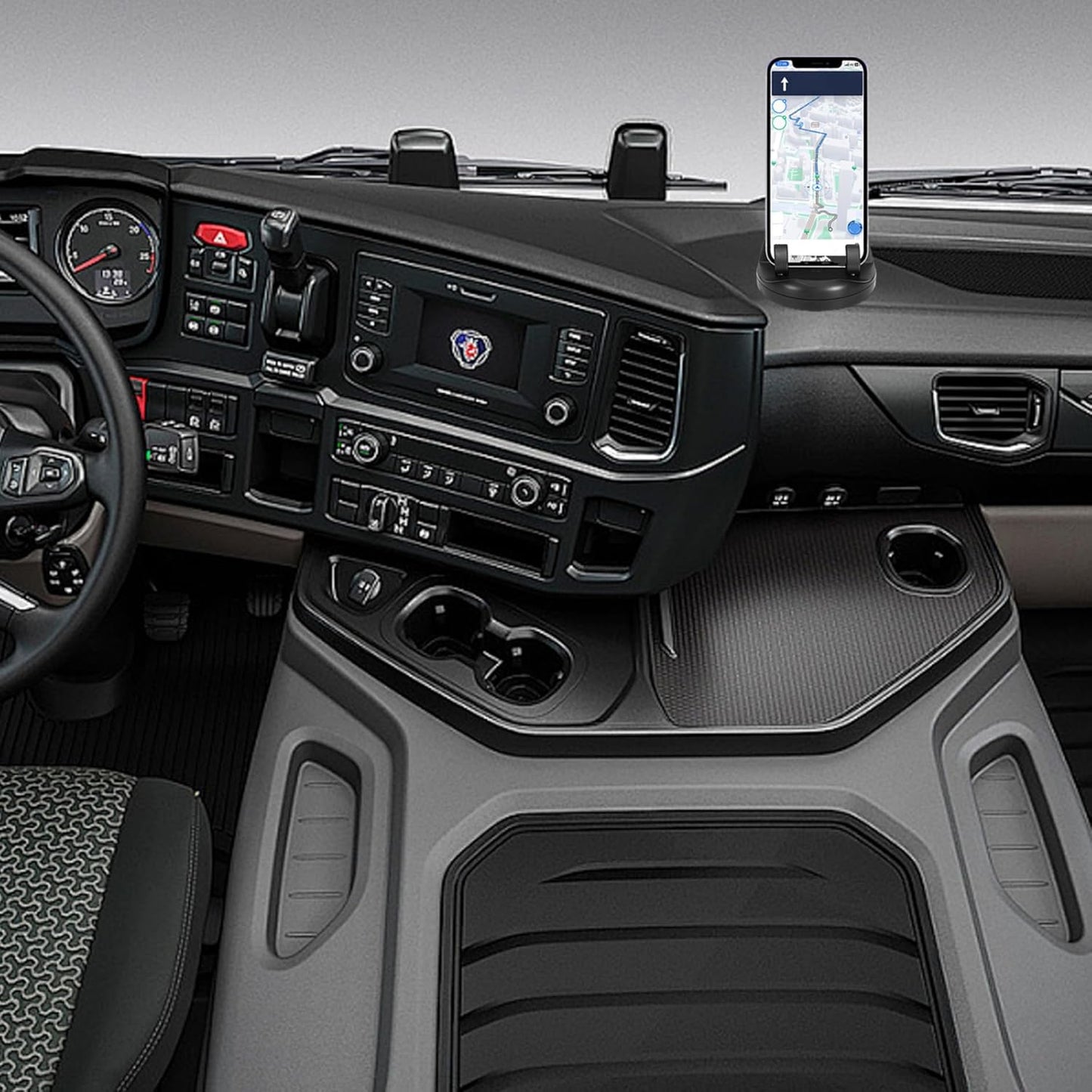 DashDock: Car Dashboard Phone Holder with Non-Slip Base, Anti-Fall Mount with Built-In Parking Number Display & Passive Speaker Amplifier for Hands-Free Driving