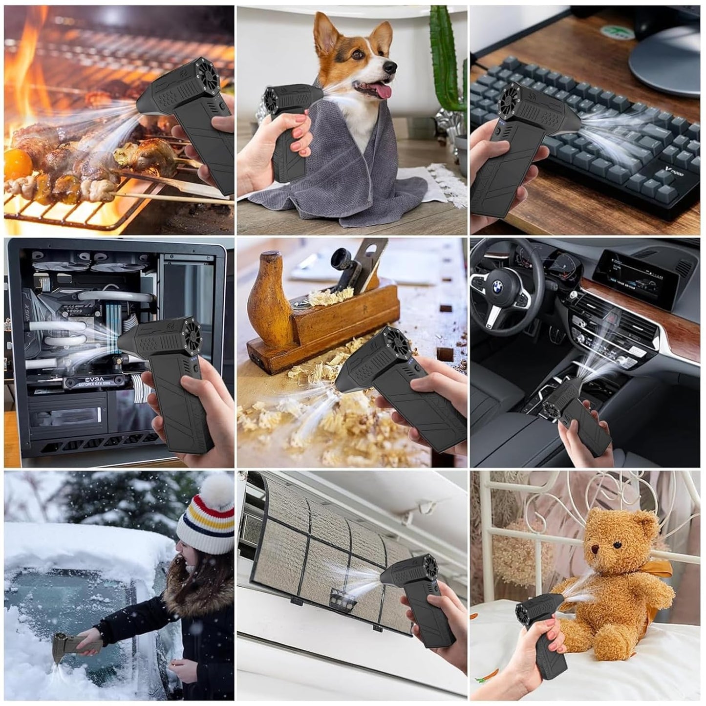 TurboJet: 130,000 RPM Cordless Air Duster & Mini Blower – High-Speed Cleaner with Stepless Speed Control, Magnetic Nozzles & USB Rechargeable Battery for PC, Car & Home