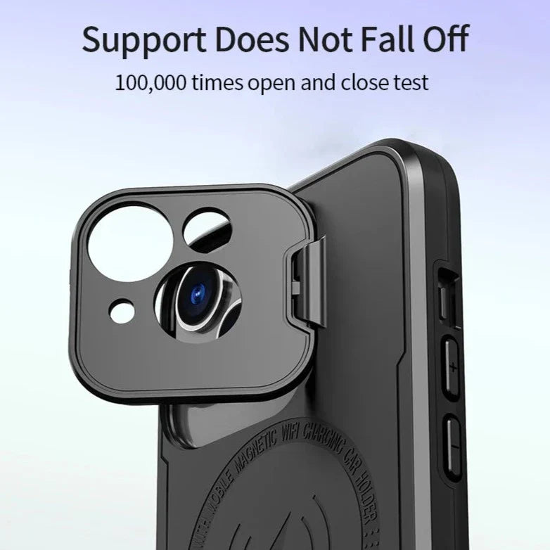 iPhone 15 Back Cover With MagSafe Wireless Charging And Camera Protection Convertible Stand