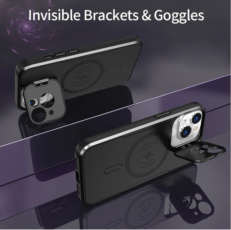iPhone 15 Back Cover With MagSafe Wireless Charging And Camera Protection Convertible Stand