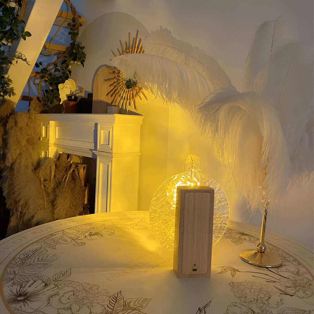 Wavi: Rotating Ripple Ambient Night Lamp with Water Wave Projection, Touch Control, Colour Changing Sunset Glow for Bedroom & Home Aesthetic Décor
