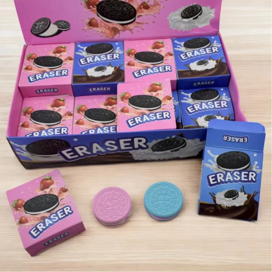 Biskie: Fun Oreo-Inspired Scented Eraser Set, Realistic Cookie Design in Pastel Colors, Perfect for Kids' Stationery, Return Gifts & Desk Collectibles