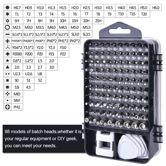 FixPro: 115-in-1 Precision Screwdriver Tool Kit, Magnetic Repair Set for Mobiles, Laptops, Gaming Consoles, Watches, Glasses & DIY Electronics Projects
