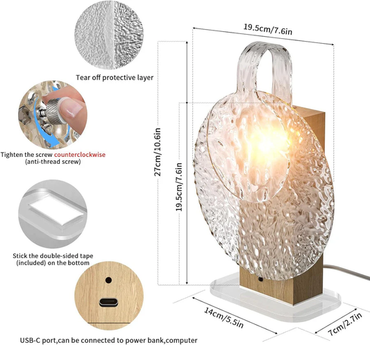 Wavi: Rotating Ripple Ambient Night Lamp with Water Wave Projection, Touch Control, Colour Changing Sunset Glow for Bedroom & Home Aesthetic Décor